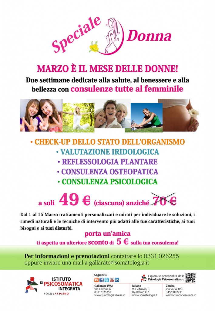 Festa della donna - Promozioni Istituto di psicosomatica Integrata 2015